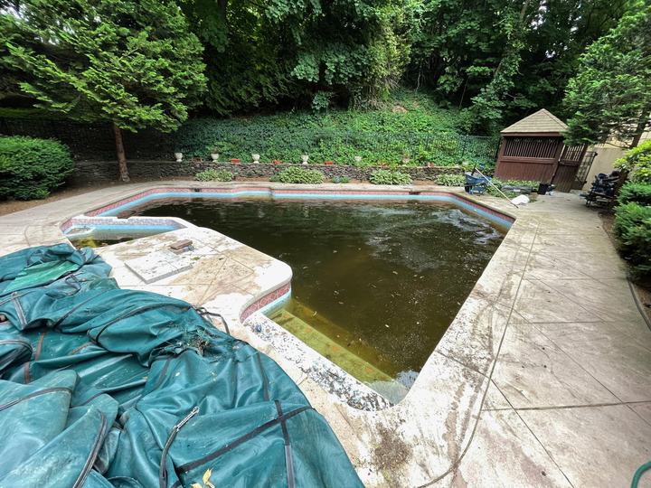 The existing pool and deck before